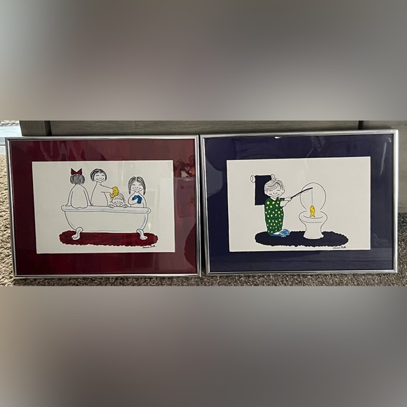 ORIGINAL’s - Laurie Beth - 1990’s “Bathroom Humor” Paintings - Numbered on Back! - Picture 16 of 16